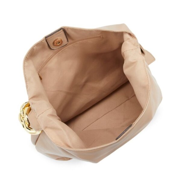 NEW Collection XIIX Taupe Vegan Leather Oversized Chain Shoulder Bag (CEXX020) - Picture 2 of 5